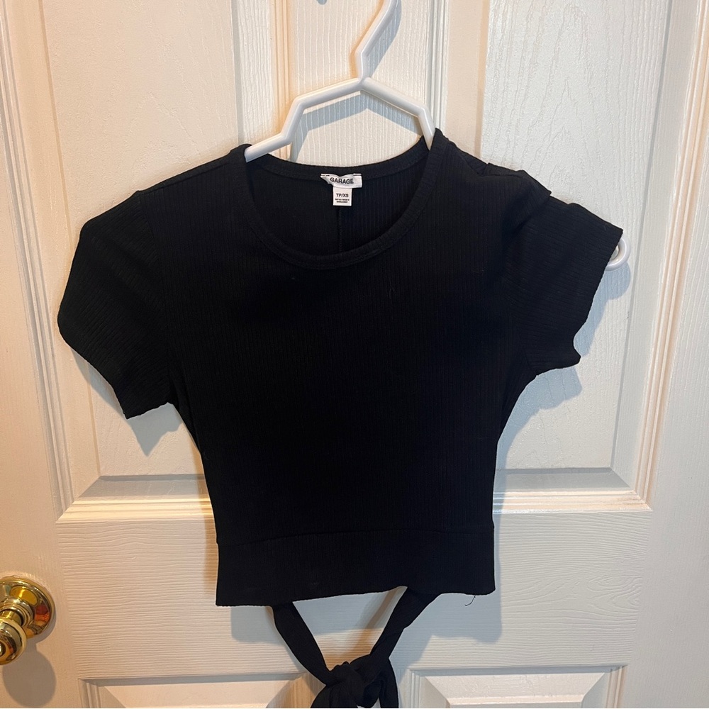 Black Ribbed Tie- Little Open Back